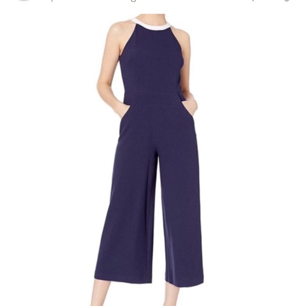 Karl Lagerfeld Paris Navy Blue Sleeveless Jumpsuit Women's Size 6 - Picture 1 of 12
